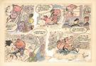 René Pellos - Illustration originale, oeuvre collée sur un s