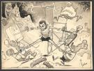 René Pellos - Illustration originale, pliure médiane