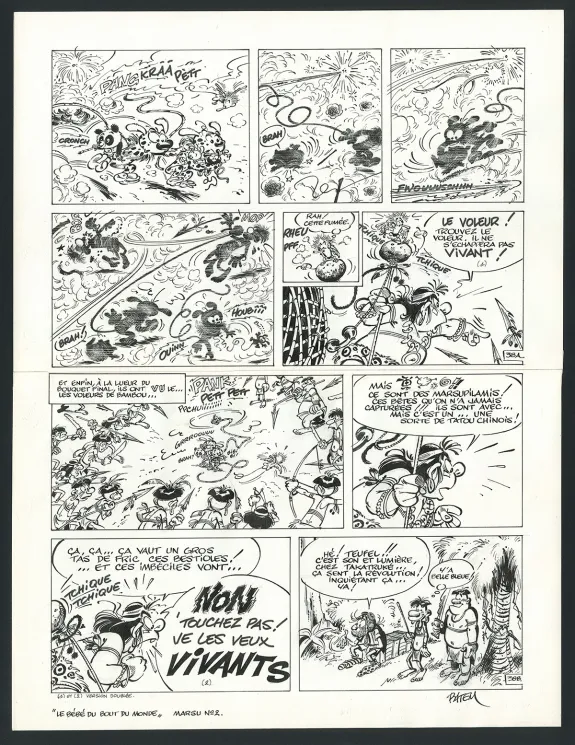 Planche noir et blanc, Le Marsupilami, Le Bébé du bout du monde (T.2),  Batem