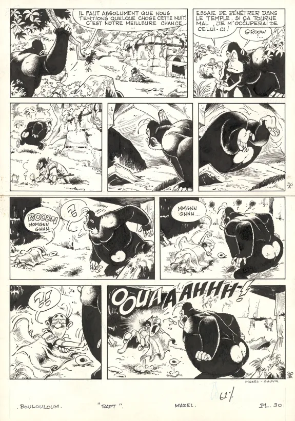 Black and white original page, Boulouloum et Guiliguili (Les jungles perdues) , Rapt (T.6),  Mazel