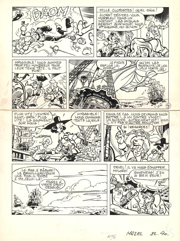 Planche noir et blanc, Les Mousquetaires, Le Vaisseau des brumes (T.2),  Mazel