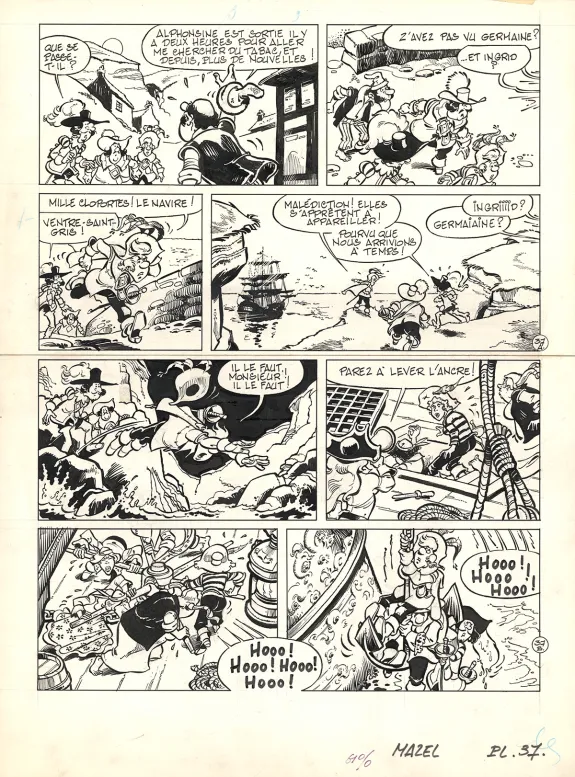 Planche noir et blanc, Les Mousquetaires, Le Vaisseau des brumes (T.2),  Mazel