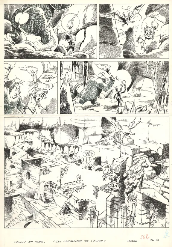 Planche noir et blanc, Boulouloum et Guiliguili (Les jungles perdues) , Les Chevaliers de l'enfer (T.8),  Mazel