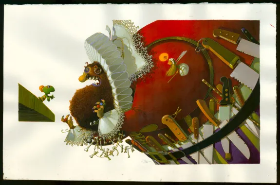 Illustration couleur, Lulu Vroumette, Lulu et la nuit des sept contes , Frédéric Pillot