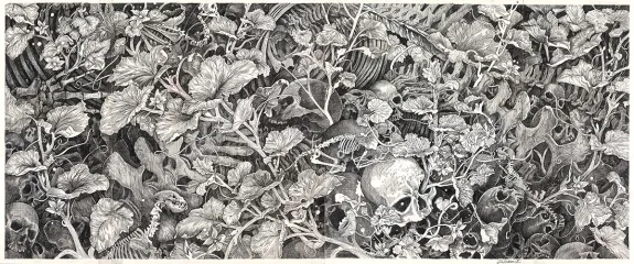 Illustration noir et blanc, La Tête de mort venue de Suède, Daria Schmitt