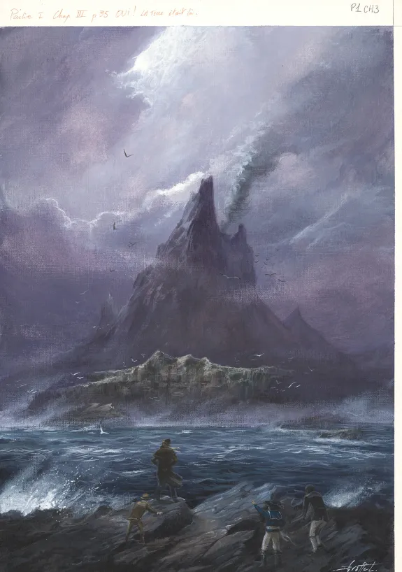 Illustration couleur, L'Ile mystérieuse, Didier Graffet