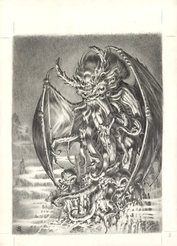 Illustration noir et blanc, L'Encyclopédie du Merveilleux, Les Monstres , Stan Manoukian