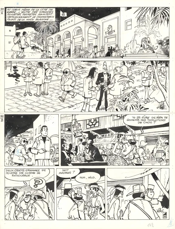 Black and white original page, Tif et Tondu, Dans les griffes de la main blanche  (T.35),  Will