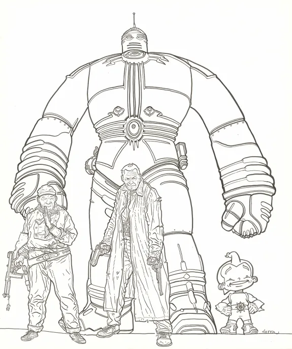 Black and white illustration, Hard Boiled, Geof Darrow