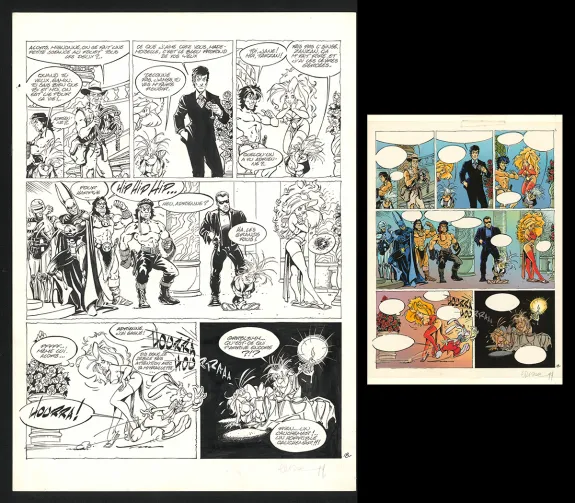 Planche noir et blanc, Lorette et Harpye,  Crisse