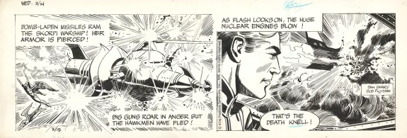 Planche noir et blanc, Flash Gordon, Dan Barry