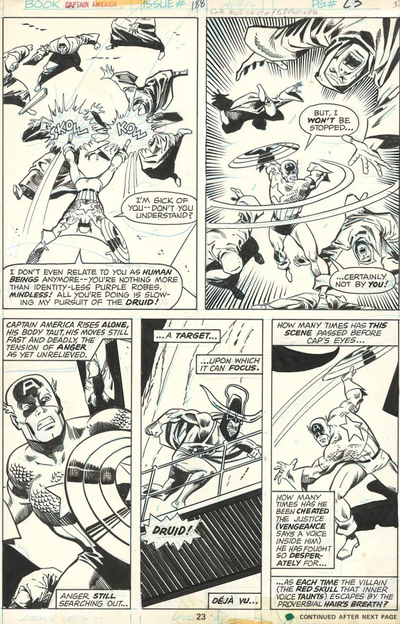 Planche noir et blanc, Captain America, Sal Buscema