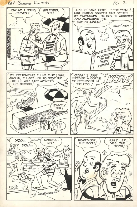 Black and white original page, Betty & Veronica Friends Forever, Summer Fun, Dan De Carlo