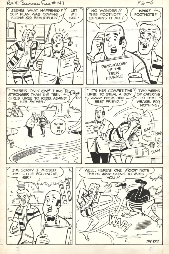 Black and white original page, Betty & Veronica Friends Forever, Summer Fun, Dan De Carlo