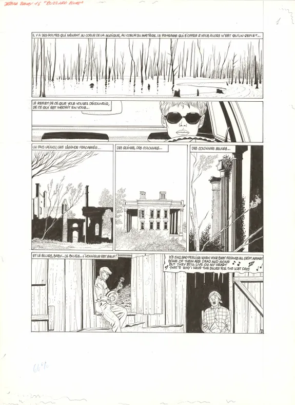 Planche noir et blanc, Jessica Blandy, Buzzard Blues (T.16),  Renaud