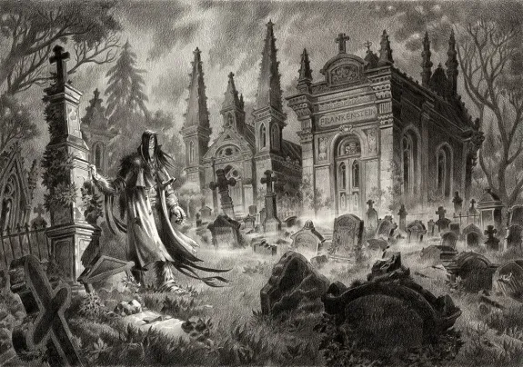 Illustration noir et blanc, Frankenstein, Stan Manoukian