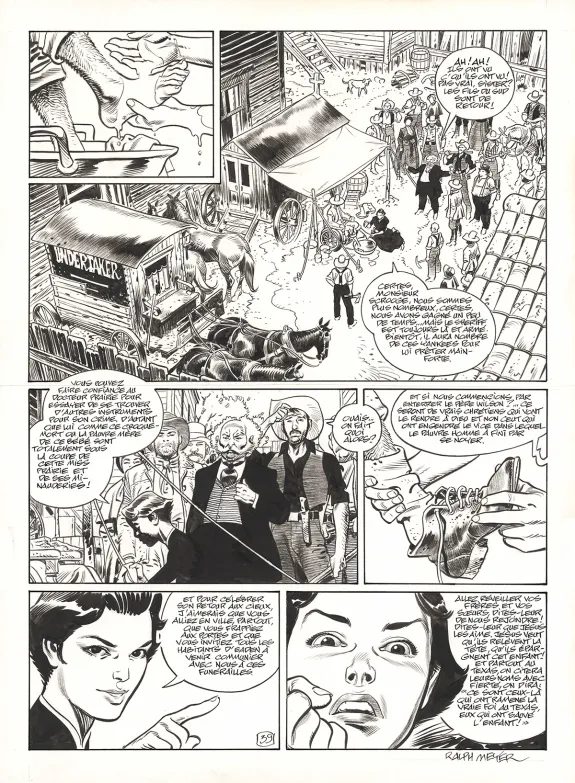 Black and white original page, Undertaker, Mister Prairie (T.7), Ralph Meyer