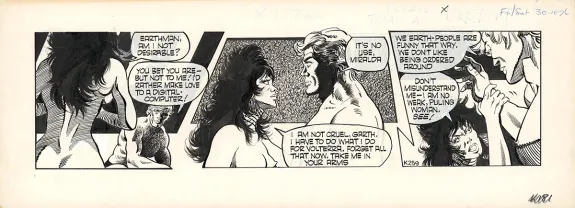 Black and white original page, Garth, Man Hunt,  Asbury