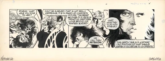 Black and white original page, Garth, Man Hunt,  Asbury