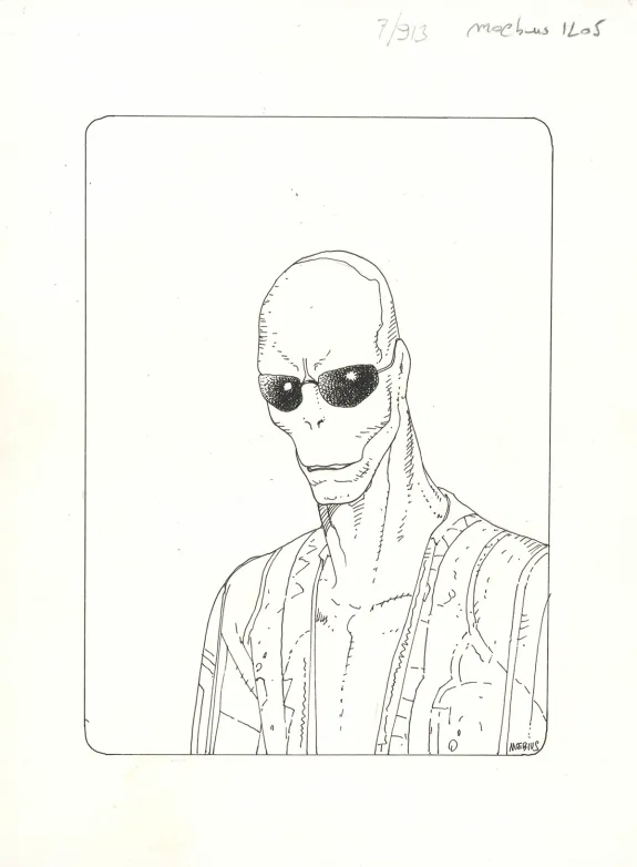 Illustration noir et blanc,  Moebius