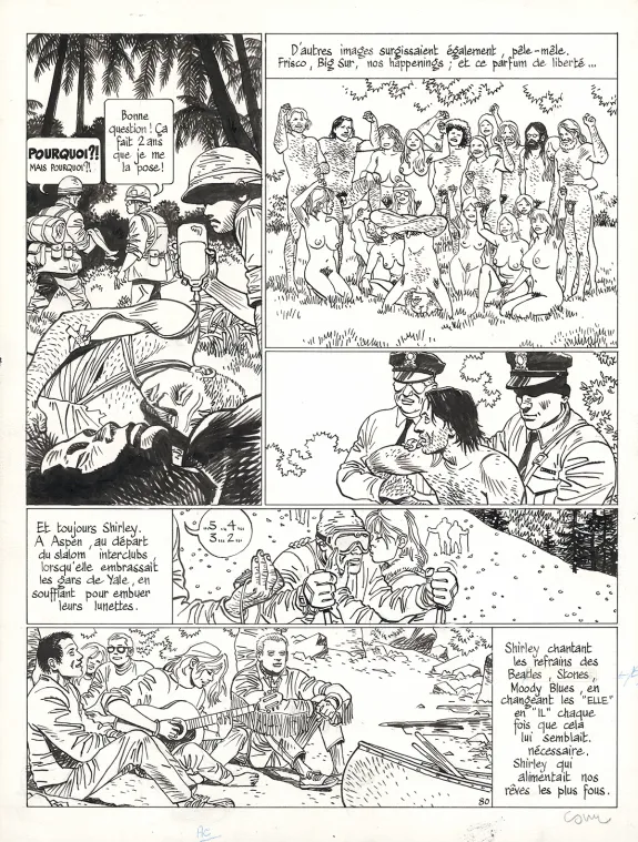 Planche noir et blanc, Le Voyage en Italie,  Cosey