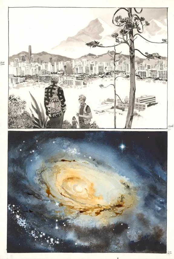 Colored original page, Au pied des étoiles, Emmanuel Lepage