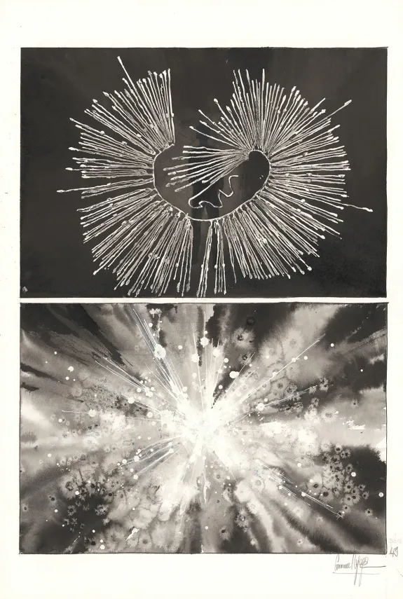 Planche noir et blanc, Au pied des étoiles, Emmanuel Lepage