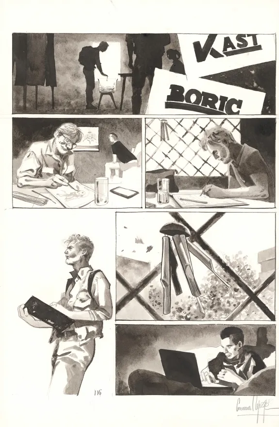 Planche noir et blanc, Au pied des étoiles, Emmanuel Lepage