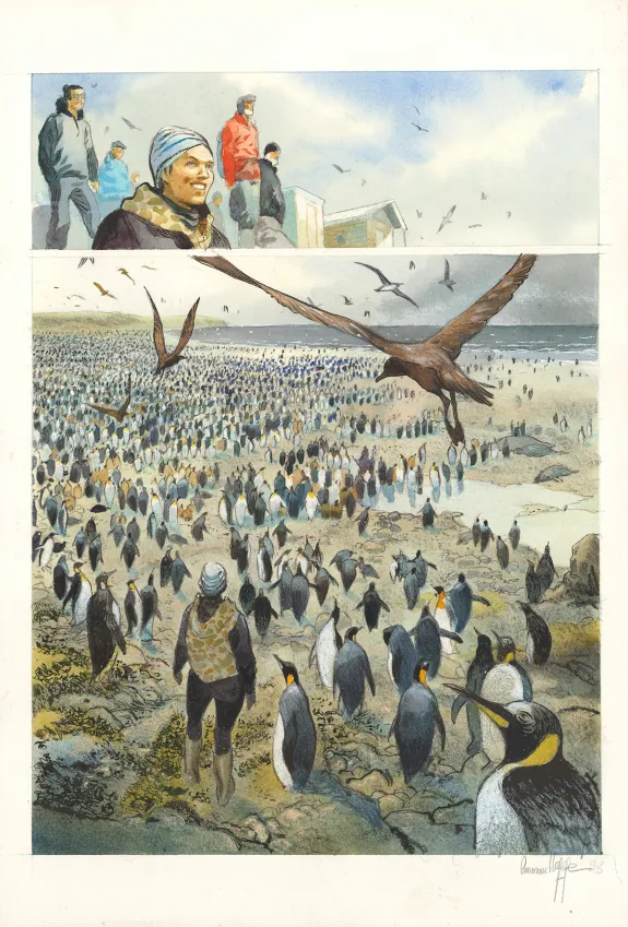 Colored original page, Danser avec le vent, Emmanuel Lepage