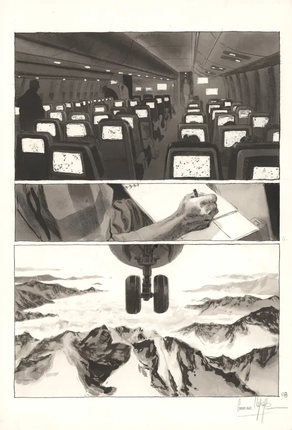 Planche noir et blanc, Au pied des étoiles, Emmanuel Lepage