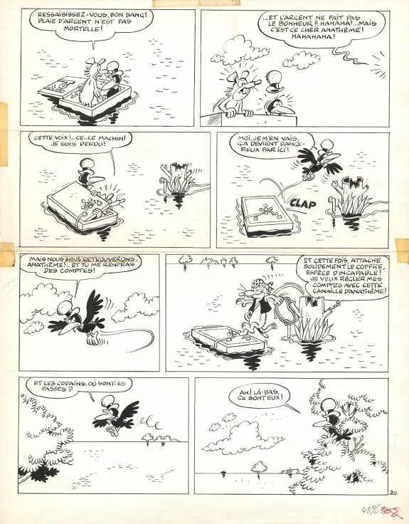 Planche noir et blanc, Sibylline, Sybilline contre les pirates, Raymond Macherot