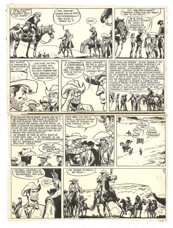 Planche noir et blanc, Jerry Spring, Les Vengeurs du Sonora (T.19),  Jijé