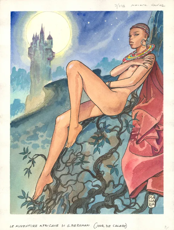 Couverture, Les Aventures Africaines de Giuseppe Bergman, Jour de colère (T.4), Milo Manara