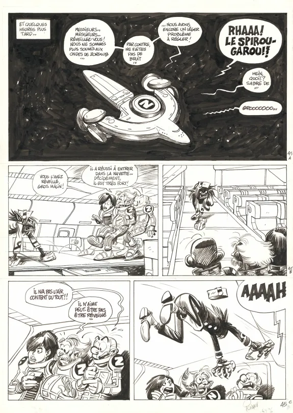Planche noir et blanc, Spirou et Fantasio, La Face cachée du Z (T.52),  Yoann