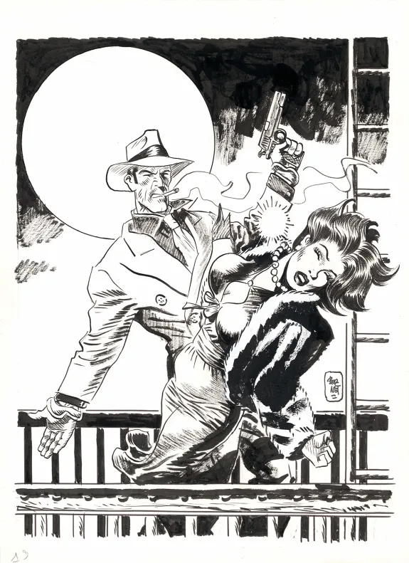 Illustration noir et blanc, Torpedo, Jordi Bernet