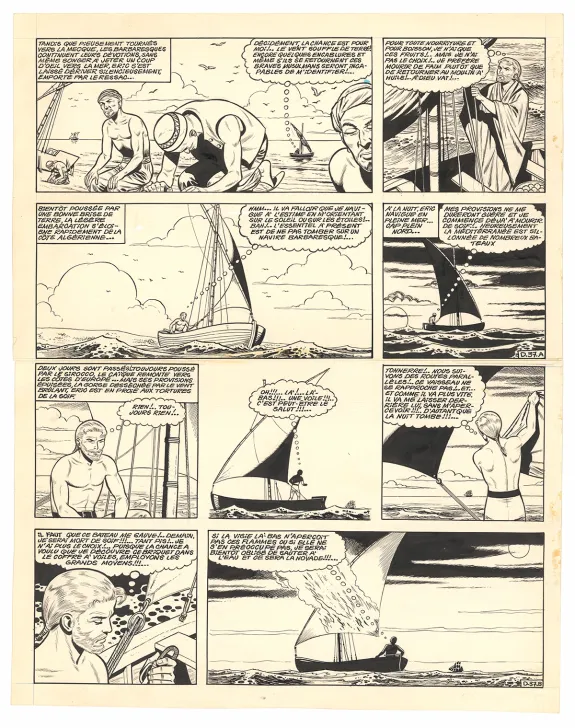 Planche noir et blanc, Barbe-Rouge, Défi au Roy (T.4), Victor Hubinon