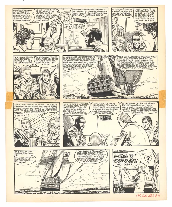 Planche noir et blanc, Barbe-Rouge, Mort ou vif (T.10), Victor Hubinon