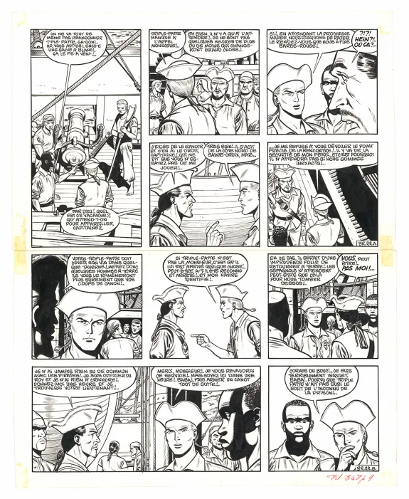 Black and white original page, Barbe-Rouge, Barbe-Rouge à la rescousse (T.13), Victor Hubinon