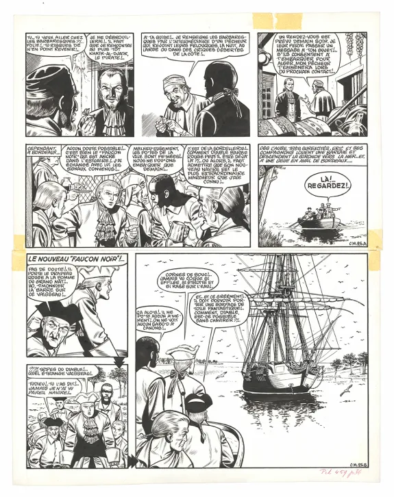 Planche noir et blanc, Barbe-Rouge, La Captive des Mores (T.16), Victor Hubinon