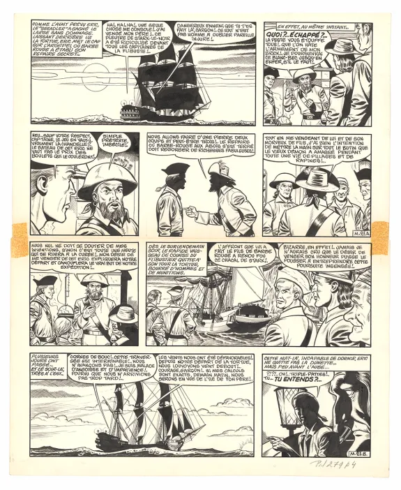 Planche noir et blanc, Barbe-Rouge, Mort ou vif (T.10), Victor Hubinon