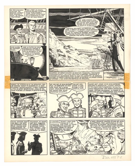 Planche noir et blanc, Barbe-Rouge, Mort ou vif (T.10), Victor Hubinon