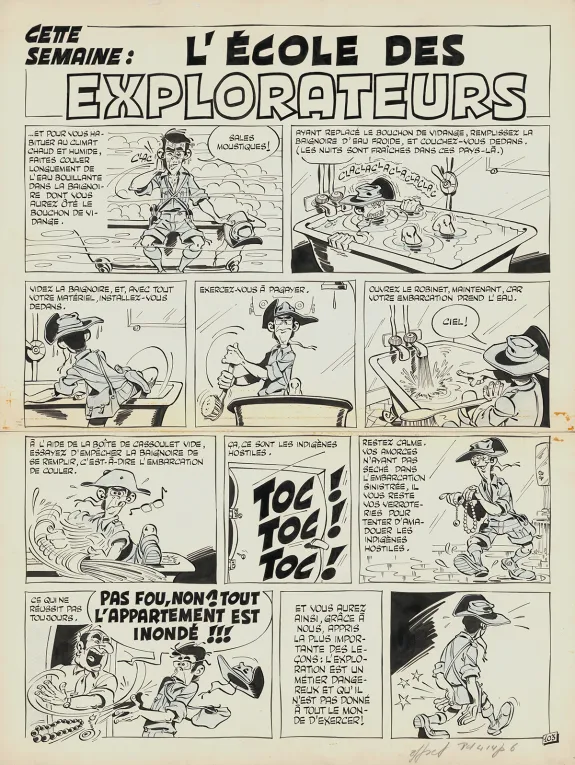 Black and white original page, Les Dingodossiers , Marcel Gotlib