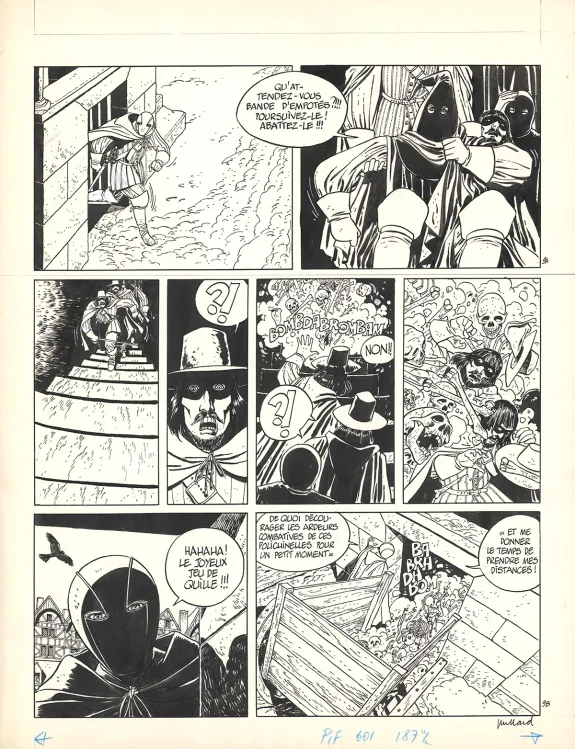 Black and white original page, Masquerouge, Le Charnier des saint innocents (T.2), André Juillard