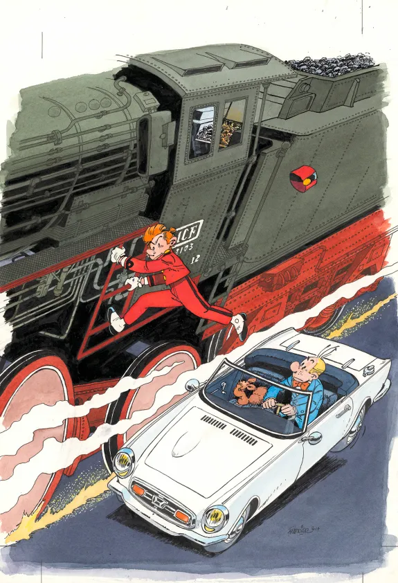 Illustration couleur, Spirou et Fantasio, Du Glucose pour Noémie (T.21), Jean-Claude Fournier