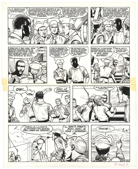 Black and white original page, Barbe-Rouge, Barbe-Rouge à la rescousse (T.13), Victor Hubinon
