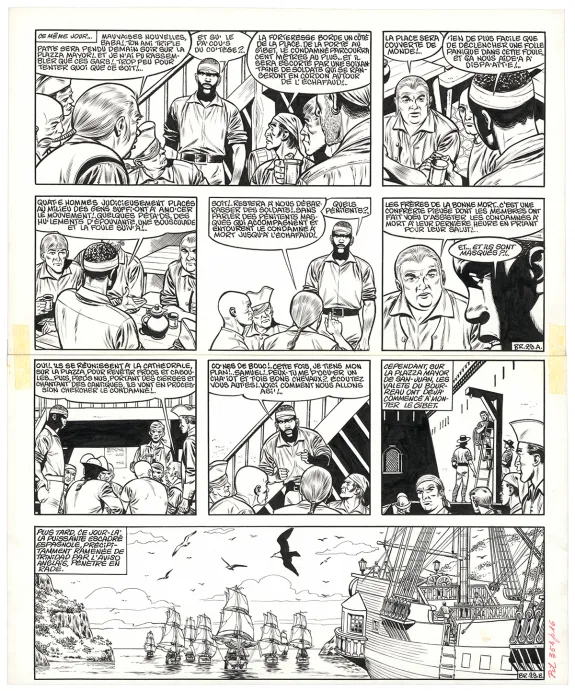 Planche noir et blanc, Barbe-Rouge, Barbe-Rouge à la rescousse (T.13), Victor Hubinon