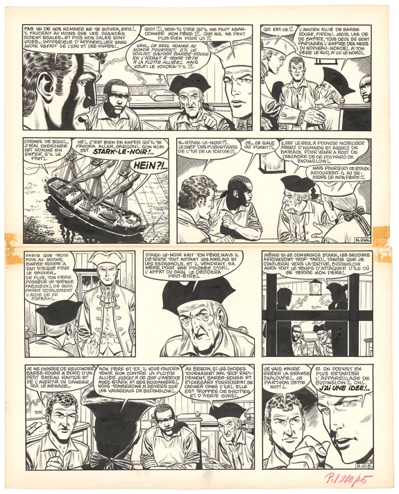Planche noir et blanc, Barbe-Rouge, Mort ou vif (T.10), Victor Hubinon
