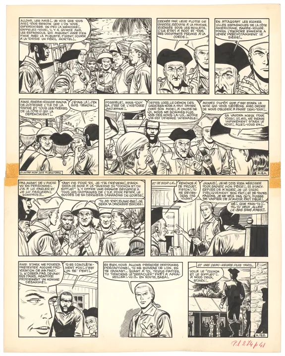 Planche noir et blanc, Barbe-Rouge, Mort ou vif (T.10), Victor Hubinon