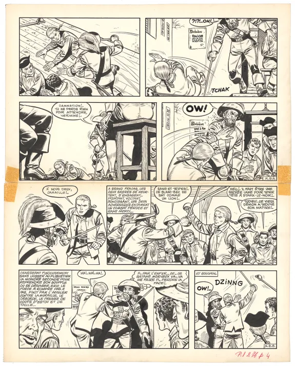 Planche noir et blanc, Barbe-Rouge, Mort ou vif (T.10), Victor Hubinon