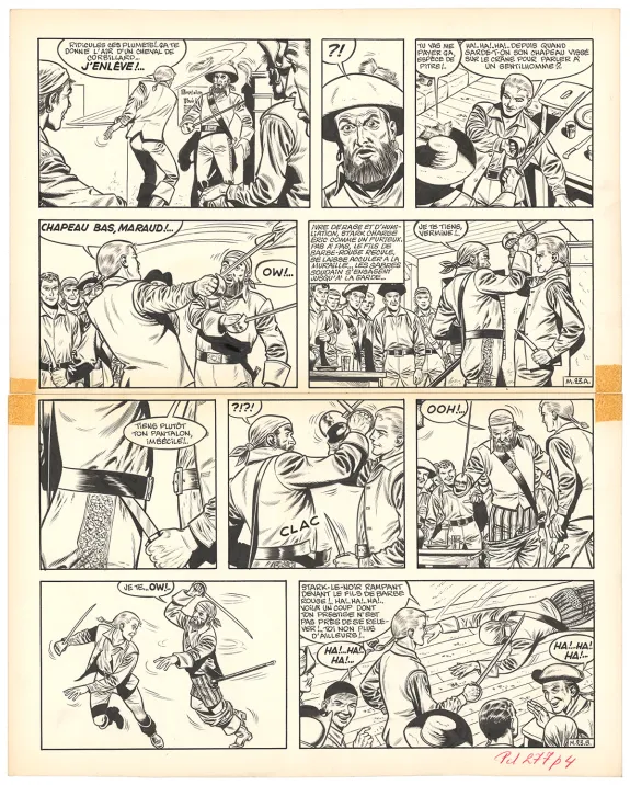 Planche noir et blanc, Barbe-Rouge, Mort ou vif (T.10), Victor Hubinon